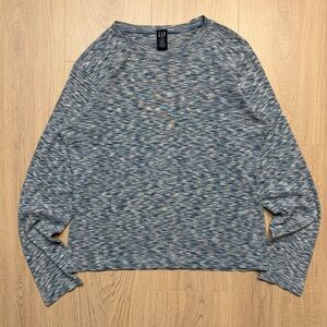Vintage GAP Japan Slub Long Sleeve Cotton Knit Top Womens Large Blue Y2K